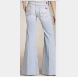 Seven For All Mankind Blue Faded Super Flare Wide Leg Bell Bottom Jeans Sz 28
